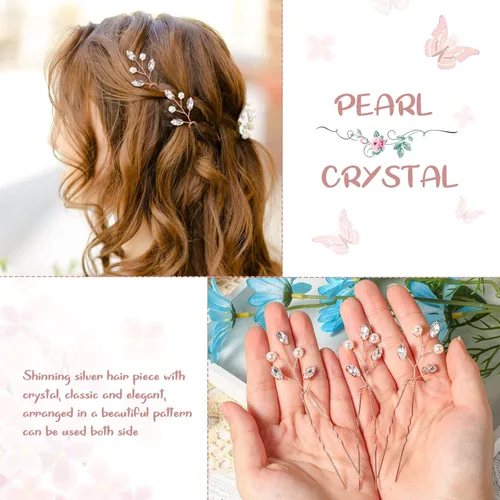 Miniatura 3 de 12 horquillas para el pelo de novia, accesorios de cristal, perlas de diamantes de imitación para novias, damas de honor, accesorios de boda Oro rosa