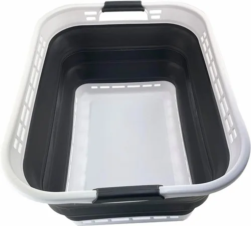 SAMMART Cesta plegable de plástico para la ropa sucia de 42L (11 galones), contenedor de almacenamiento plegable y organizador, tina de lavado