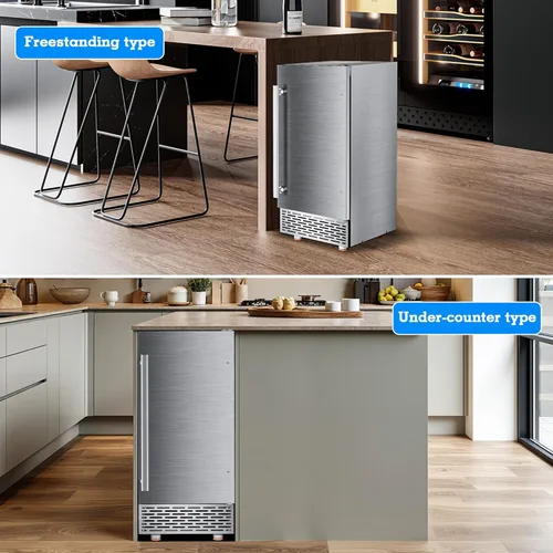 Miniatura 8 de Máquina comercial para hacer hielo debajo del mostrador, 88 libras/día con almacenamiento de 55 libras, máquina de hielo independiente de acero