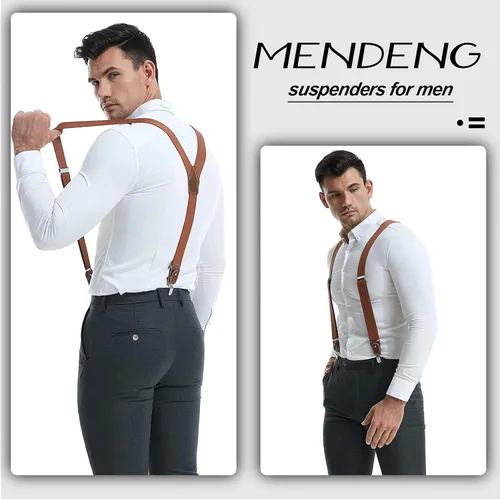 Miniatura 25 de MENDENG Tirantes de gancho giratorio de bronce vintage con 4 tirantes ajustables para hombre