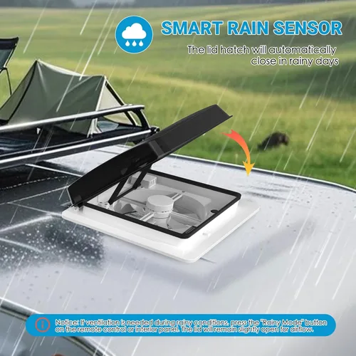 Miniatura 4 de Ventilador de techo para RV de 14" silencioso con motor de menor ruido, ventilación permanente de nivel de soporte reversible Max Air para techo
