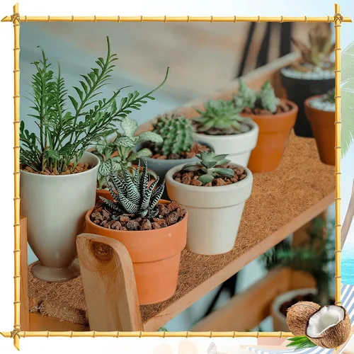 Miniatura 6 de Jetec Revestimientos de coco para macetas, 12 x 120 pulgadas, cesta de flores de coco natural, alfombra de reptiles, tapete de fibra, decoración