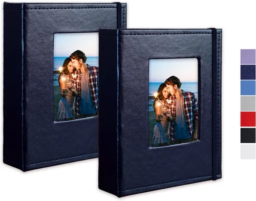 Miniatura 21 de Álbum de fotos pequeño de 4 x 6 pulgadas, paquete de 2 libros de fotos de cuero, cada mini álbum de 26 páginas tiene capacidad para 52 fotos, Rojo