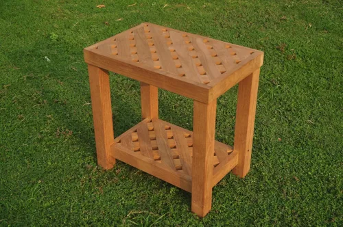 Miniatura 2 de Banco de ducha de madera de teca (18.0 x 12.0 in) con estante #TSAXSB1