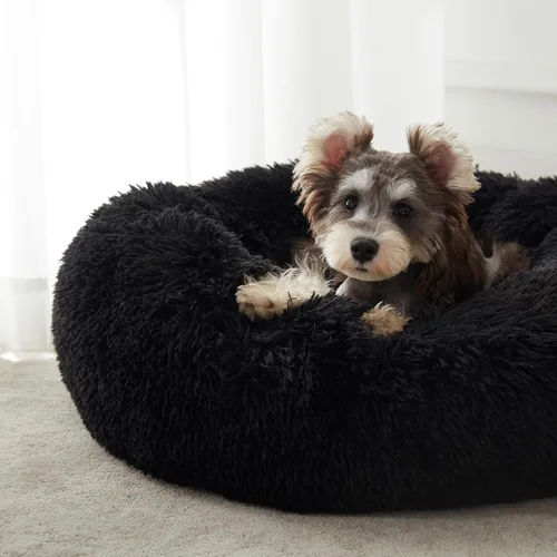 Miniatura 10 de WESTERN HOME WH Cama calmante para perros y gatos, dona acogedora anti-ansiedad, cama redonda cálida y acogedora de piel sintética, suave y azul