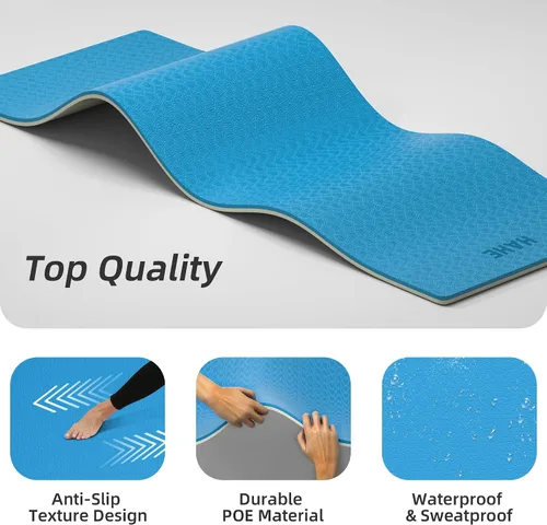 Miniatura 4 de HAHE Extra Thick Yoga Mat, 72"Lx32"Wx0.4"Th (10mm), Wide Non-slip Exercise Mats with Carry Strap, Double-Sided POE Fitness Mat for Yoga, Pilates &