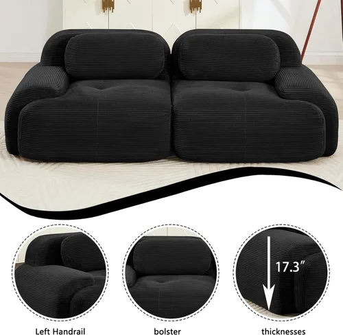 Miniatura 6 de Juego de sofás seccionales sin hueso de 117 pulgadas para sala de estar, modular en forma de L y sofá de 3 plazas con asiento profundo, almohadas