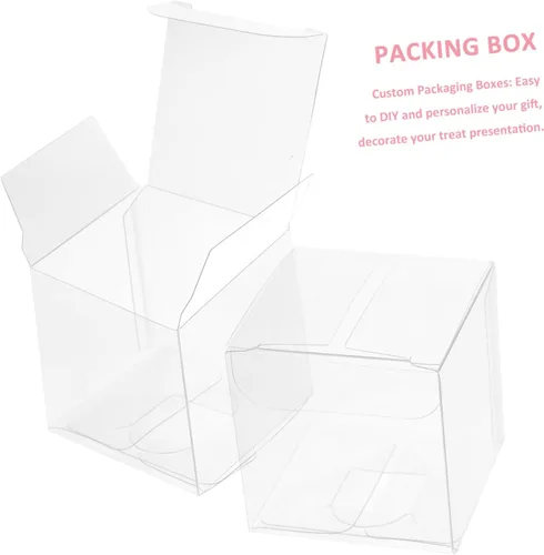 Miniatura 3 de Luxshiny Caja de regalo de 50 unidades, cajas de regalo transparentes para cupcakes, macarrones, dulces, cajas de plástico transparente para bodas