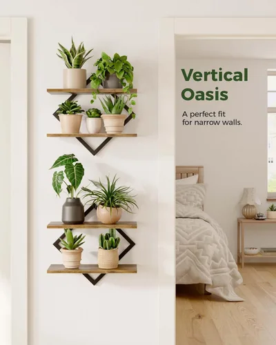Miniatura 3 de Bamworld Estantes flotantes para macetas de pared para plantas de interior, estantes colgantes, soporte para plantas, decoración de pared, soporte