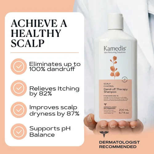 Miniatura 6 de Kamedis Champú anticaspa para cuero cabelludo sensible y dermatitis seborreica, libre de crueldad, sin parabenos, 6.7 oz