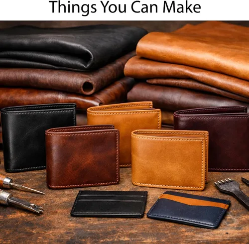Miniatura 8 de Restos grandes de cuero genuino – Piezas de cuero para tapicería a granel para manualidades, carteras, bricolaje, Cricut, reparación