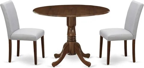 Miniatura 23 de East West Furniture DLAB3-BLK-06 - Juego de comedor de 3 piezas para espacios pequeños, contiene una mesa de comedor redonda con Dropleaf y 2 sillas