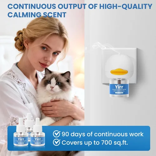 Miniatura 3 de Difusor calmante para gatos, difusor calmante de feromonas 4 en 1, difusor calmante multicat, feromonas relajantes para aliviar el estrés