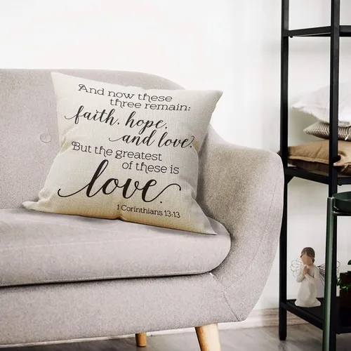 Miniatura 2 de Mancheng-zi Fundas de almohada Faith Hope Love de 18 x 18 pulgadas, regalos de versículos bíblicos, regalos inspiradores para mujeres cristianas