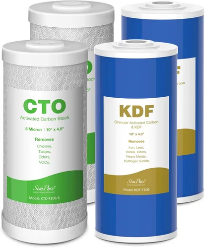 Miniatura 26 de SimPure Cartuchos de filtro de agua para toda la casa de 10 x 4.5 pulgadas, filtro de carbono y metal pesado GAC/KDF, para DB10C-2KDF, DB10P