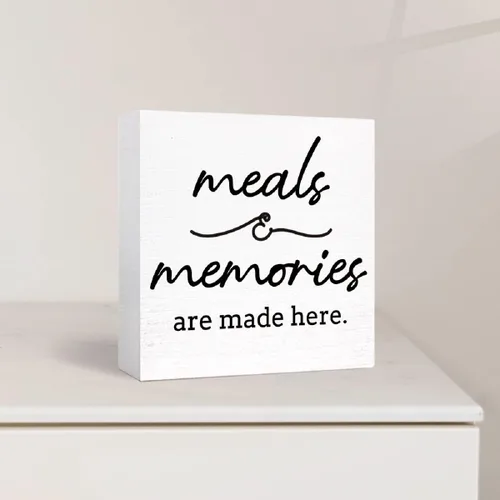 Miniatura 3 de Letreros de madera para cocina, con texto en inglés "Meals and Memories are Made Here" ("Meals and Memories are Made Here") para cocina, letrero