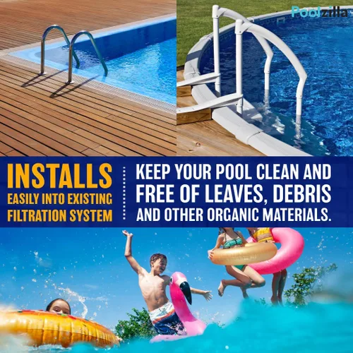 Miniatura 3 de Poolzilla Kit completo estándar de skimmer de pared para piscina sobre el suelo, blanco