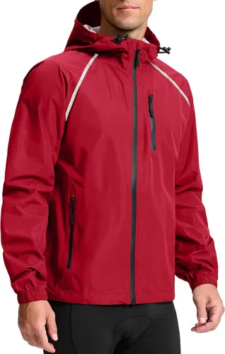 Miniatura 17 de Bikewa - Chaqueta de lluvia para hombre, impermeable, para ciclismo, con capucha, ligera, plegable, cortavientos para bicicleta, chaqueta de running