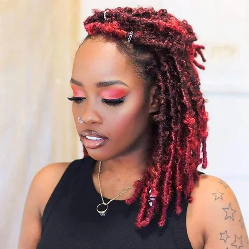 Miniatura 28 de Toyotress Butterfly Locs - Cabello de ganchillo de 8 pulgadas, 7 piezas de trenzas de ganchillo desgastadas pretrenzadas, color negro natural