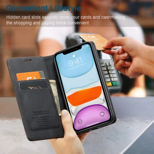 Miniatura 8 de japezop Funda compatible con iPhone 11, iPhone 11 con bloqueo RFID, soporte de tarjetero, funda de cuero con tapa para iPhone 11 de 6.1 pulgadas