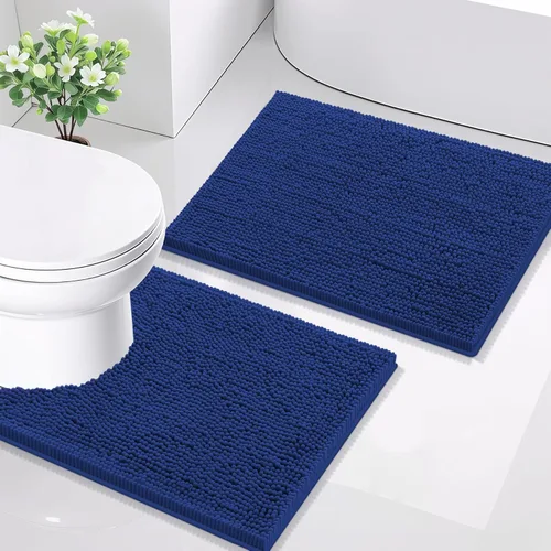 Miniatura 61 de Smiry Juego de 2 alfombras de baño, felpilla suave y absorbente, lavable a máquina, antideslizantes, para bañera, ducha y suelo