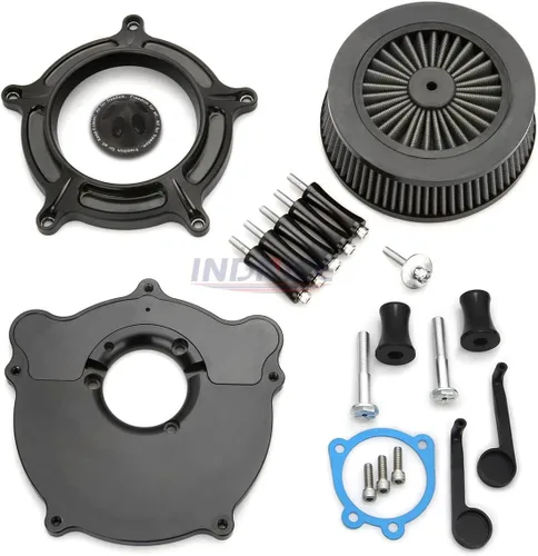 Miniatura 4 de Ajuste para el limpiador de aire Harley Touring Black Ops 2000-2007, entradas de aire Flstc Heritage Softail Classic 93-15 filtro gris
