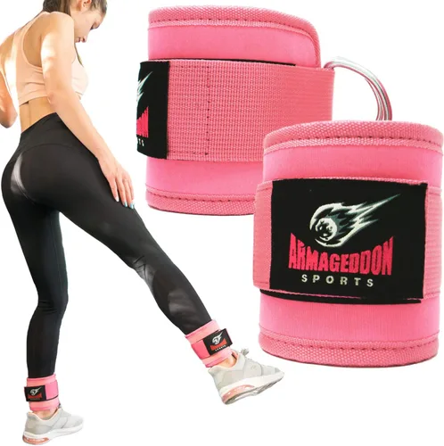 ARMAGEDDON SPORTS Par de correas de tobillo de calidad dobles en D para fijación de máquinas de cable, tobilleras para equipo de entrenamiento de