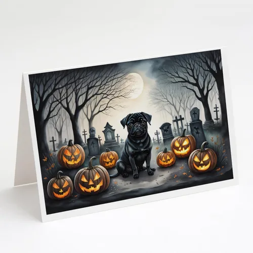 Miniatura 51 de Caroline's Treasures DAC2018GCA7P - Tarjetas de felicitación y sobres de Halloween espeluznantes de Border Collie, paquete de 8 tarjetas en blanco