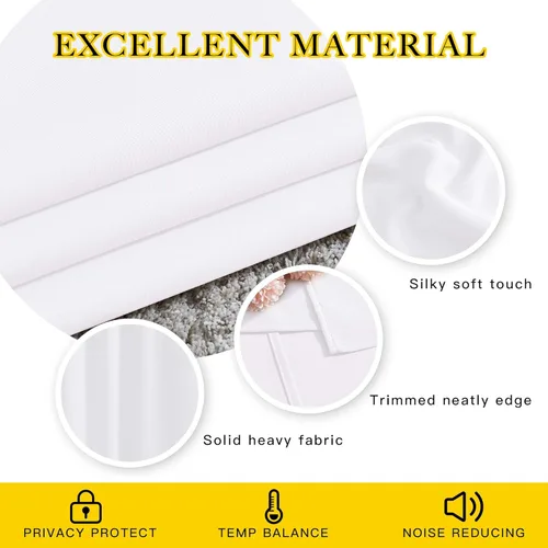 Miniatura 4 de NICETOWN - Juego de 2 paneles de cortinas blancas puras de 84 pulgadas de largo para dormitorio, tratamiento de ventana con ojales de 50 % de Blanco