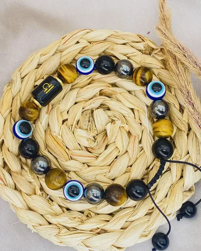 Miniatura 8 de Zodiac Triple Protection Bracelet Evil Eye Hematite Obsidian Tiger Eye Chakra Healing Crystal Bead for Men Women Good Luck Spiritual Jewelry