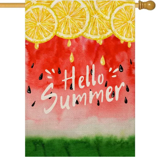 Miniatura 9 de Fukeen Bandera de bienvenida con flores rojas de doble cara, 28 x 40 pulgadas, fondo negro con geranio, amapola floral, hojas verdes, plantas