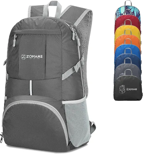 Miniatura 8 de ZOMAKE Mochila Ligera Empacable de 35L, Mochilas Ligeras Plegables Resistentes al Agua Bolsa de Senderismo Colapsible, Paquete de Día Plegable Rojo