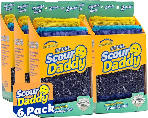 Miniatura 7 de Esponjas de limpieza grandes de acero de Scrub Daddy - Esponja de acero inoxidable XL de Scrub Daddy para fregar platos - Almohadillas de limpieza