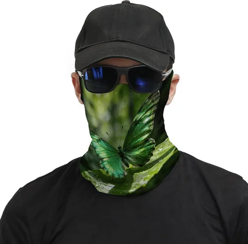 Miniatura 3 de Butterfly-Green Face Scarf Cover Ear Loop Hole,Outdoors Face Mask for Women Men Sports Yoga Running Hiking Ski Snowboard,Cooling Neck Shield Scarf