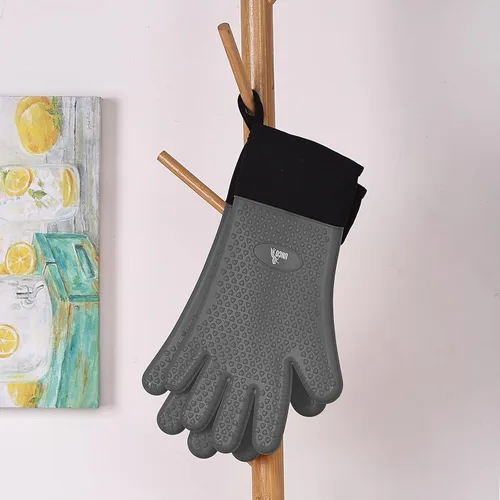 Miniatura 9 de UNCO - Guantes de silicona resistentes al calor, grises, guantes de horno de silicona