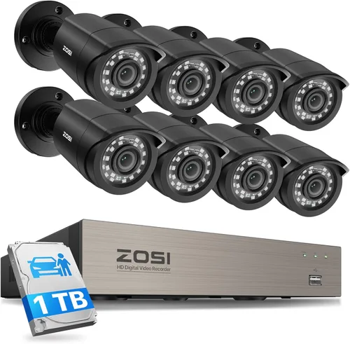 Miniatura 11 de ZOSI Sistema de cámara de seguridad CCTV 1080P HD TVI para el hogar y la oficina, cámara bnc de 2MP para exteriores e interiores, resistente a