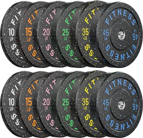 Miniatura 32 de Papababe Placas de peso, juego de placas de pesas de 2 pulgadas, placas de peso de goma protectoras para el suelo, placas de parachoques de 10 a 600