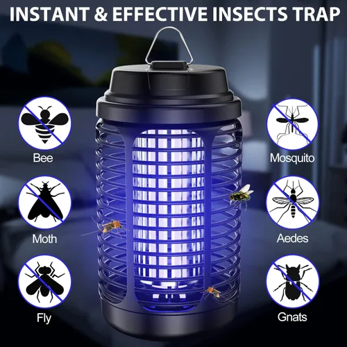 Miniatura 5 de Exterminador de insectos para exteriores, exterminador de mosquitos para interiores con sensor de luz del atardecer al amanecer, matamoscas