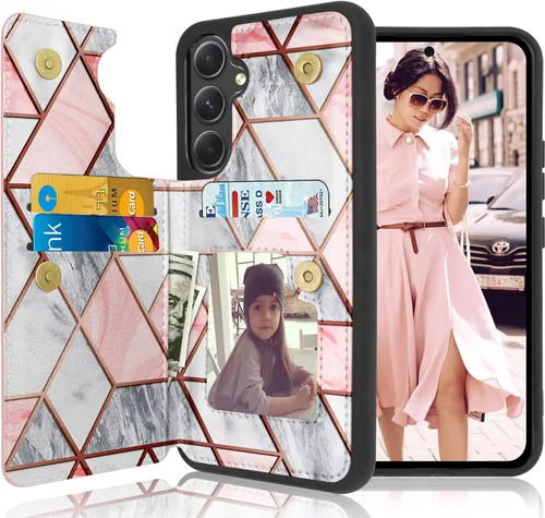 Tekcoo Funda tipo cartera para Galaxy A54 5G, de piel sintética, minimalista, de lujo, para tarjetas de crédito, con ranuras para tarjetas de