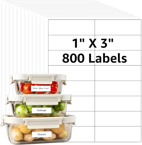 MaxGear 800 etiquetas extraíbles, etiquetas de 1 x 3 pulgadas para caja de embalaje del hogar y contenedores de almacenamiento, resistentes al agua,