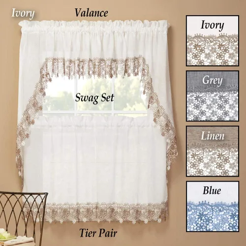 Miniatura 4 de RENAISSANCE HOME FASHION Par de cortinas Lillian, 56" X 36", Lino