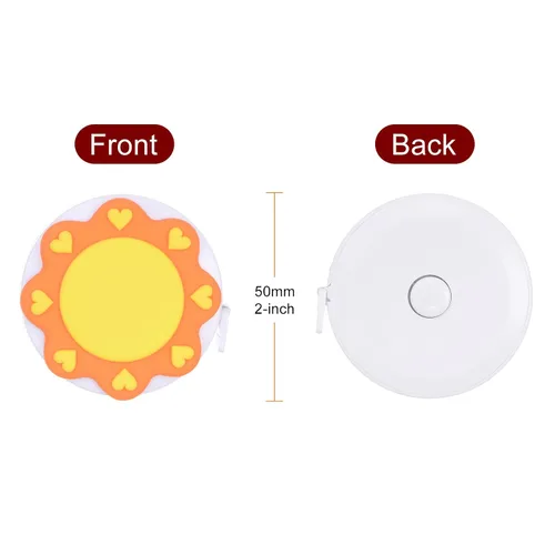 Miniatura 2 de HARFINGTON 3 cintas métricas suaves de 60 pulgadas, 4.9 ft, retráctil, mini cinta métrica de dibujos animados, regla de cinta linda para coser Sol