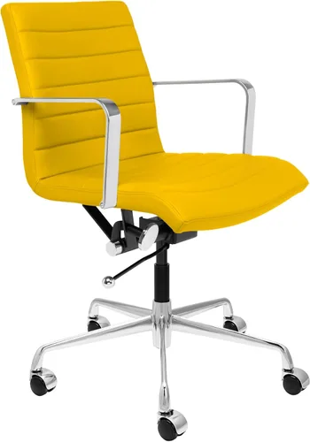 Laura Davidson Furniture SOHO II Silla de oficina acanalada, silla de escritorio con respaldo medio, diseño ergonómico con reposabrazos y giratorio,