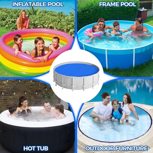 Miniatura 7 de Cubierta solar para piscina redonda de 6 pies para piscinas subterráneas de 6 a 24 pies, cubiertas de burbujas de calefacción térmica para bañera
