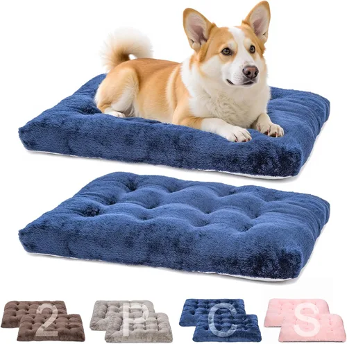 Miniatura 16 de POMIU Paquete de 2 camas lavables para perros, camas de felpa de lujo con antideslizante, lavable a máquina, tapete para dormir para perros grandes