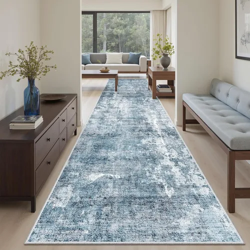 Miniatura 176 de Alfombra de pasillo Soalmost 2'6" x 10' lavable, alfombra antideslizante para cocina, baño, lavandería, alfombras vintage ultra delgadas para Beige