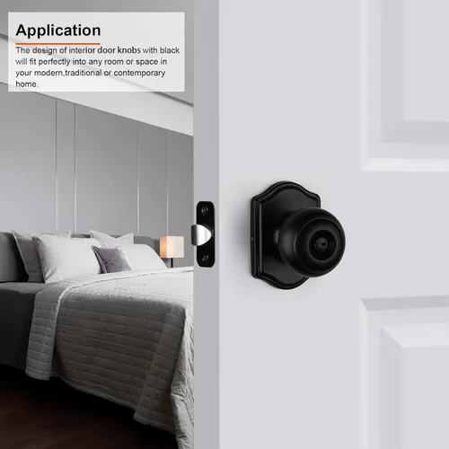 Miniatura 4 de Haidms Pomos negros para puerta interior, pomos de puerta interiores de privacidad, pomos de puerta interiores negros mate para dormitorio o baño