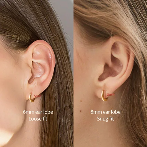 Miniatura 4 de Aretes de aro pequeños de oro para mujer chapados en oro real de 14 quilates, hipoalergénicos, para cartílago pequeño