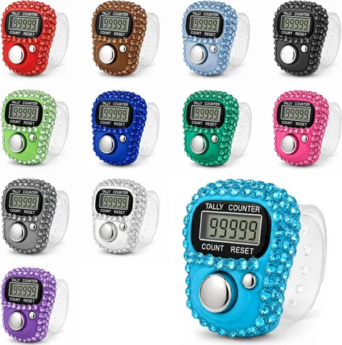 Miniatura 8 de Amble Contador de clicker con diamantes de imitación, contador de contador de 5 dígitos, clickers para vuelta, lanzamiento, golf, tejido, conteo