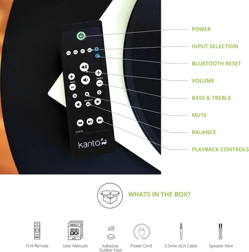 Miniatura 9 de Kanto Altavoces Amplificados YU4MB con Bluetooth y Preamplificador de Phono Integrado Modo de Espera y Encendido Automático Control Remoto Negro